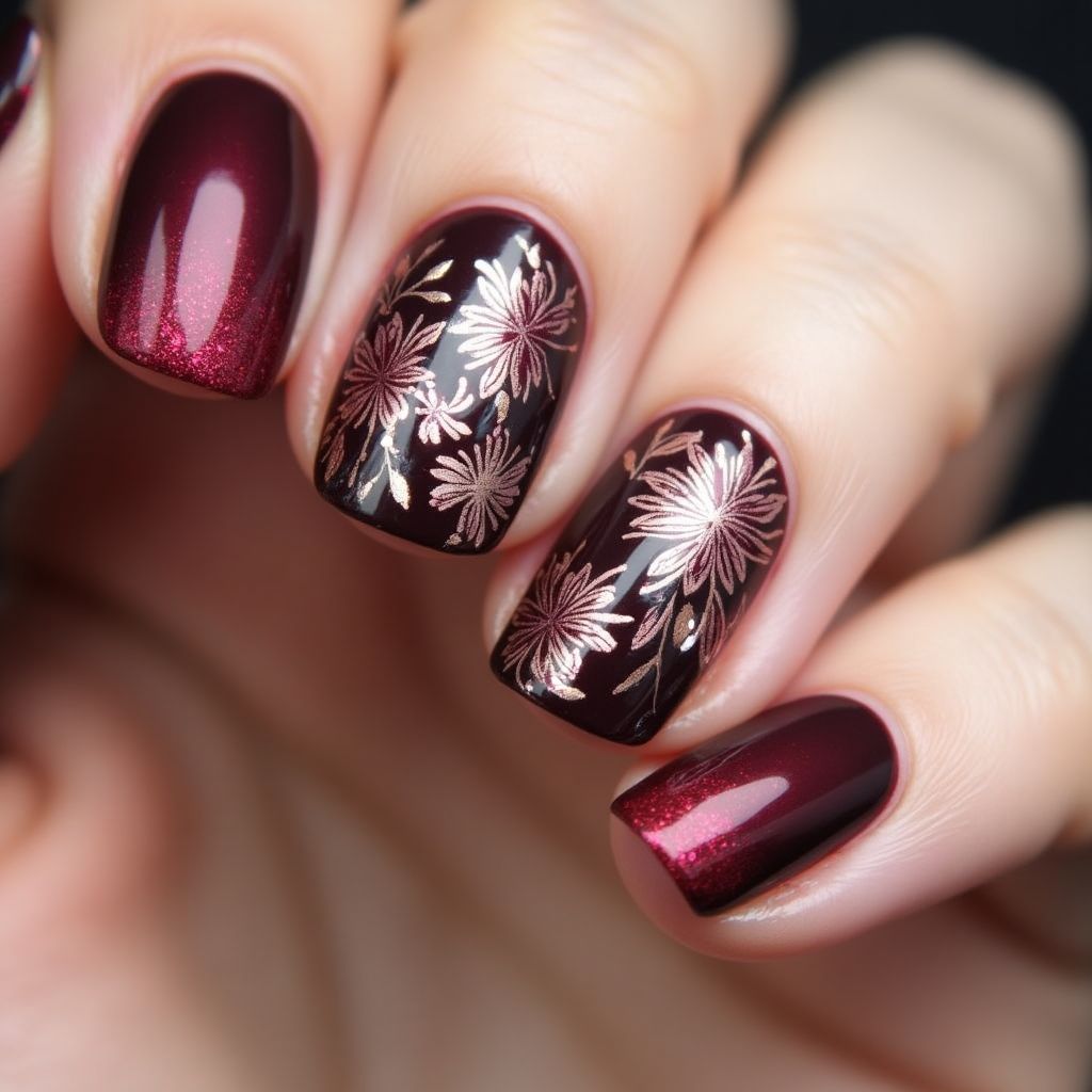 Wine Round Nail Design