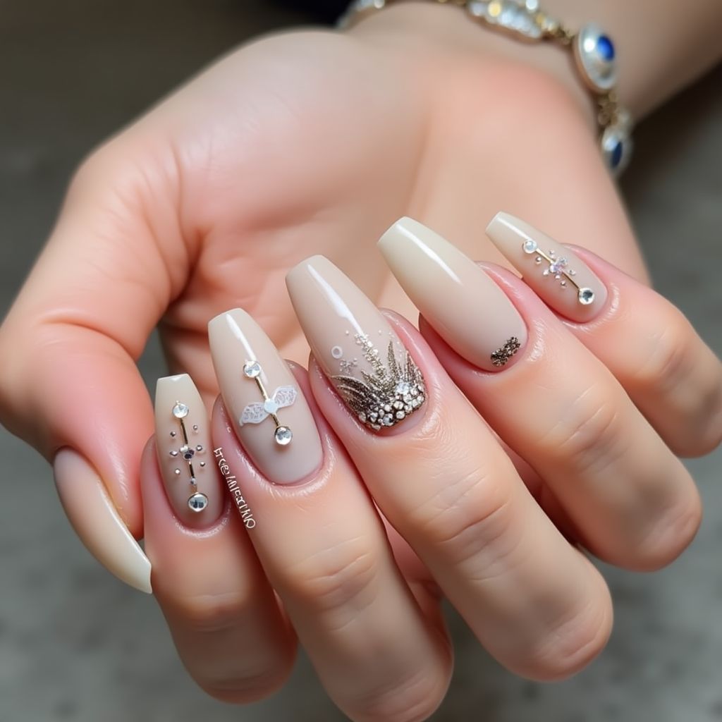 Nude Coffin Nail Design