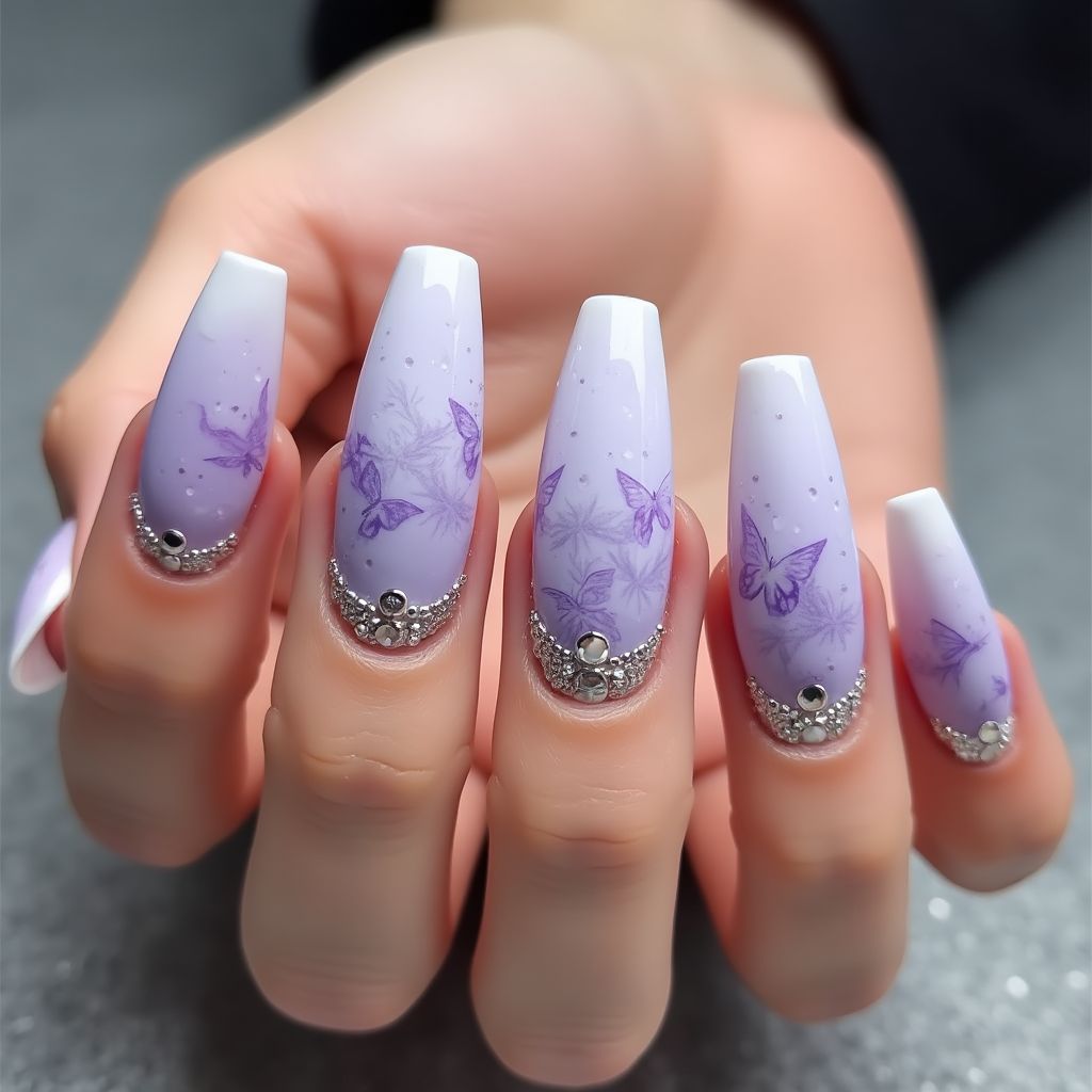 Pastel Purple Coffin Nail Design