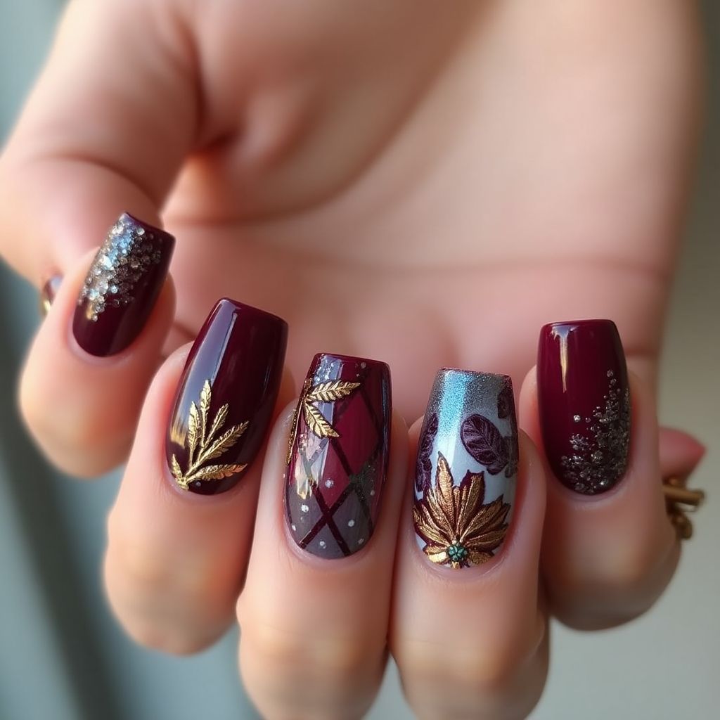 Wine Coffin Nail Design