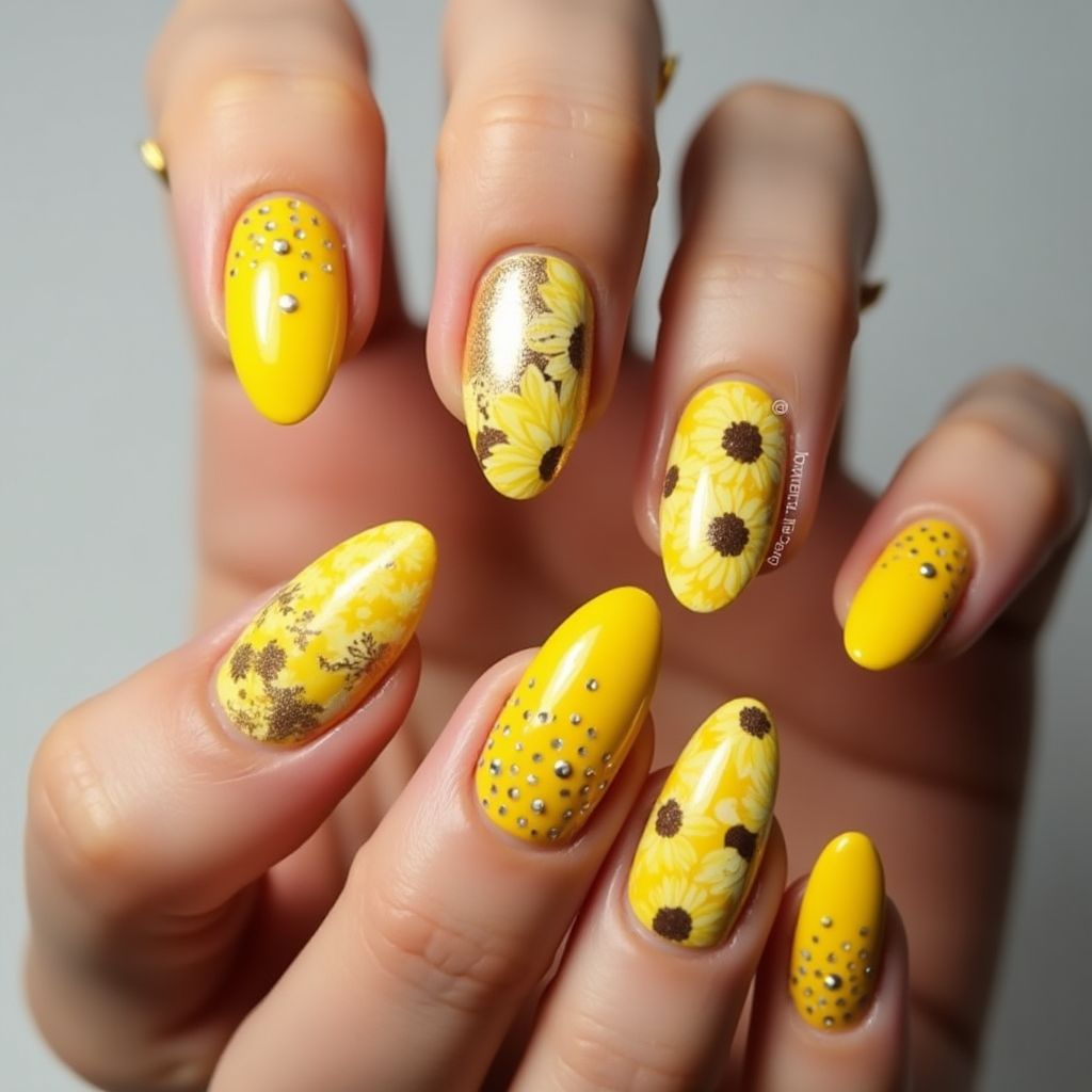 Yellow Almond Nail Design