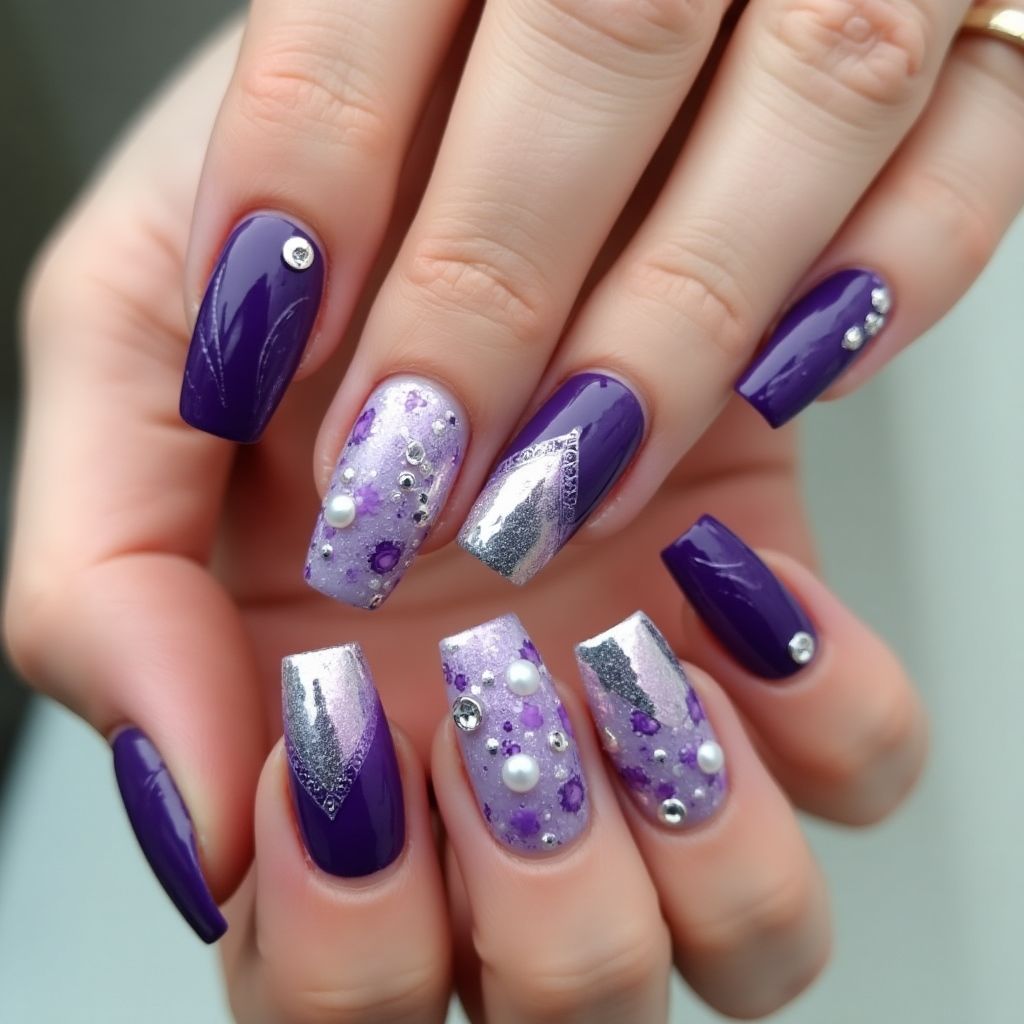 Purple Square Nail Design