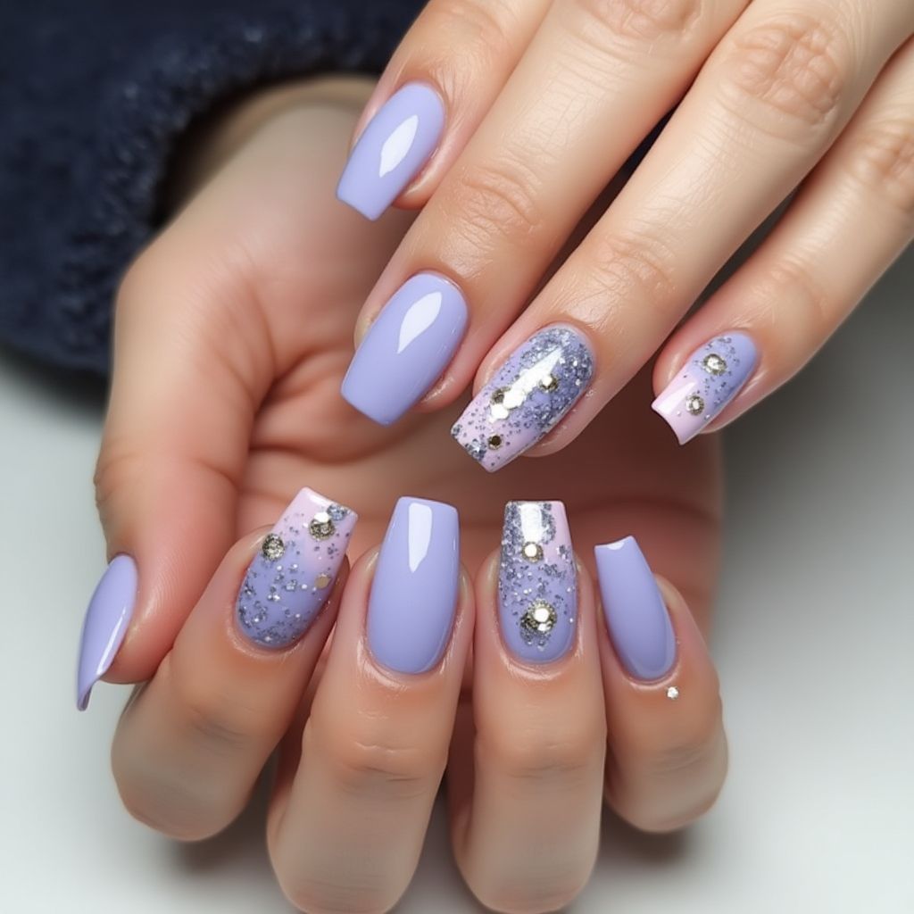 Lavender Square Nail Design