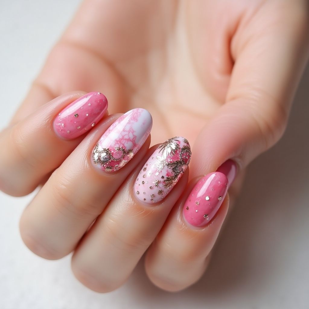 Pink Round Nail Design