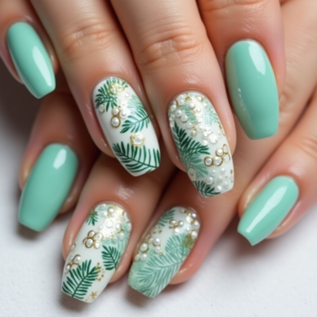 Mint Green Round Nail Design