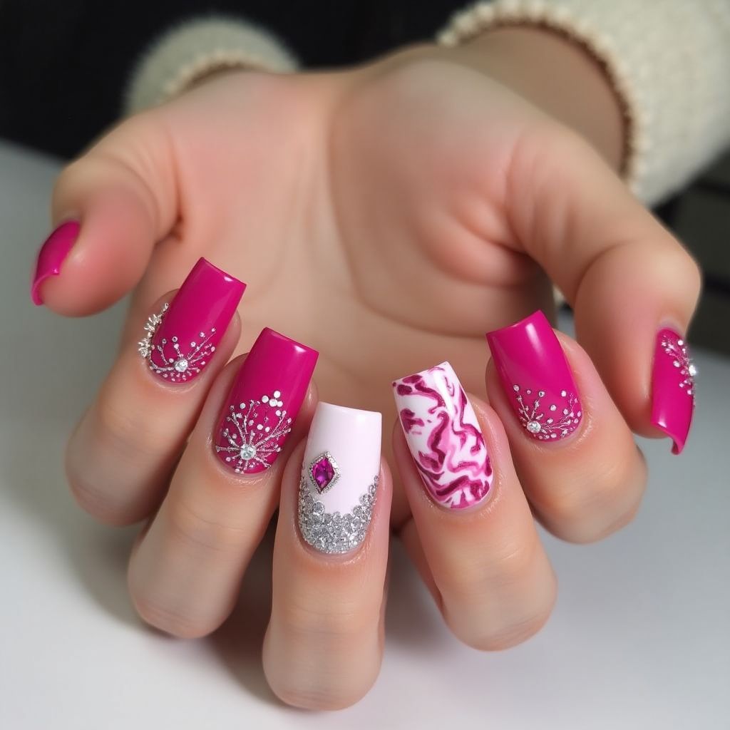 Fuchsia Square Nail Design