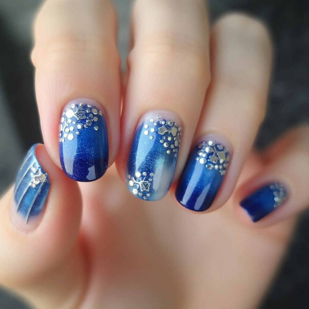 Blue Round Nail Design