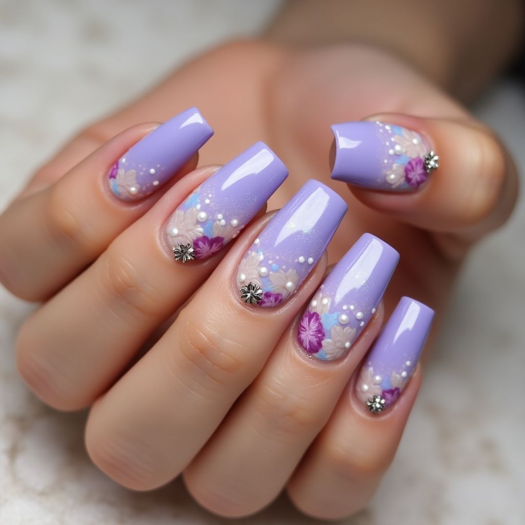 Lilac Square Nail Design
