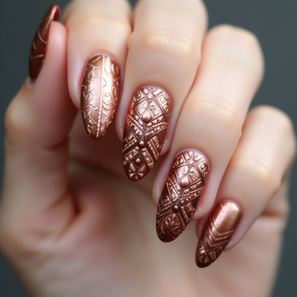 Copper Almond Nail Design