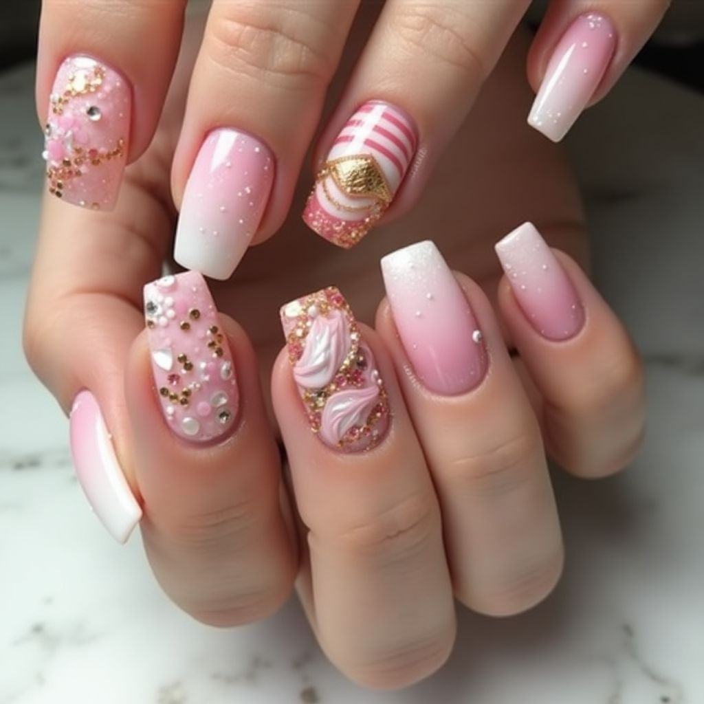 Pink Square Nail Design
