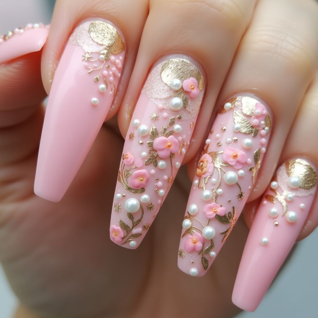 Baby Pink Stiletto Nail Design