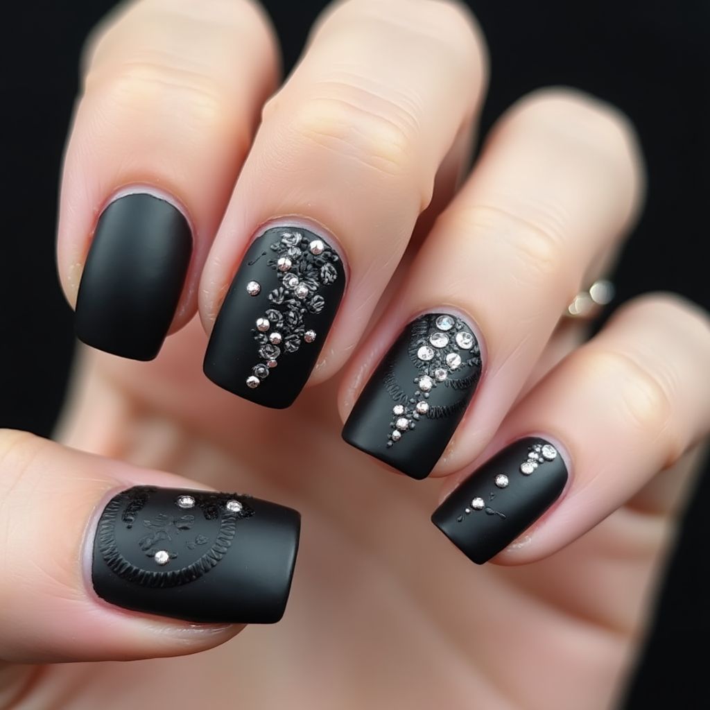 Black Square Nail Design