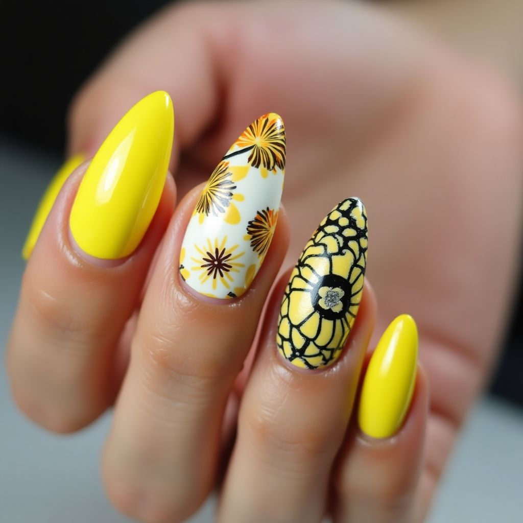 Yellow Stiletto Nail Design