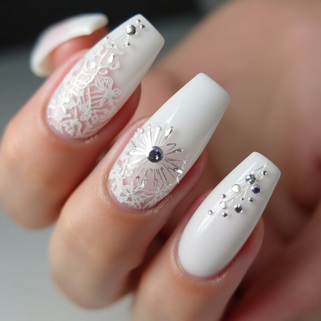 White Coffin Nail Design
