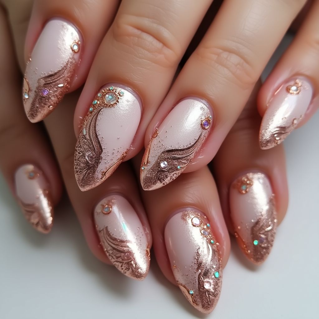 Copper Stiletto Nail Design