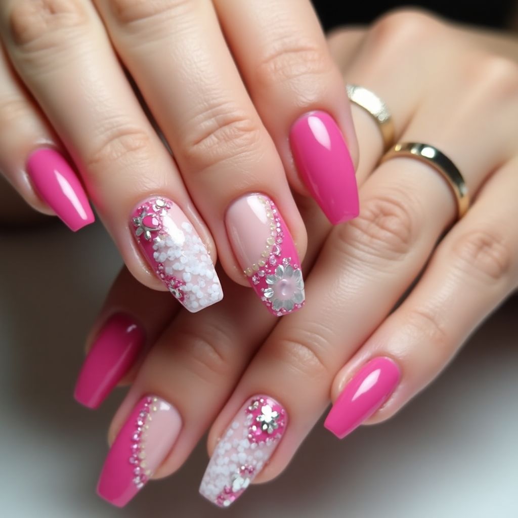 Fuchsia Square Nail Design