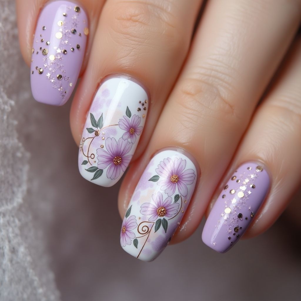 Lilac Round Nail Design