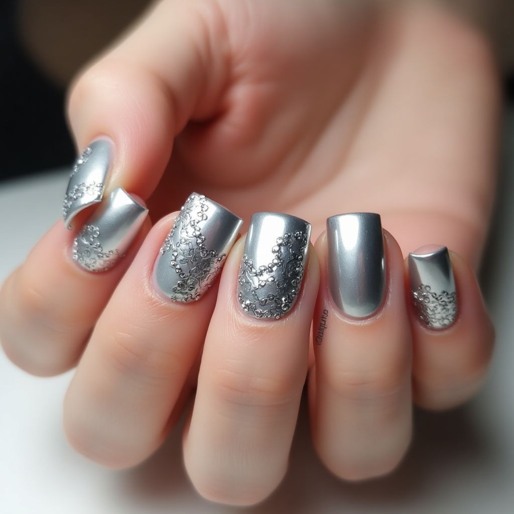 Silver Square Nail Design