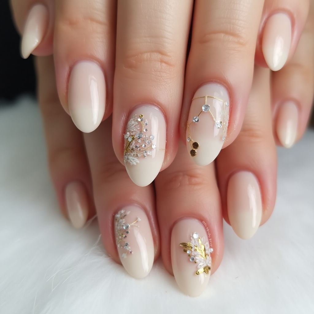 Nude Almond Nail Design