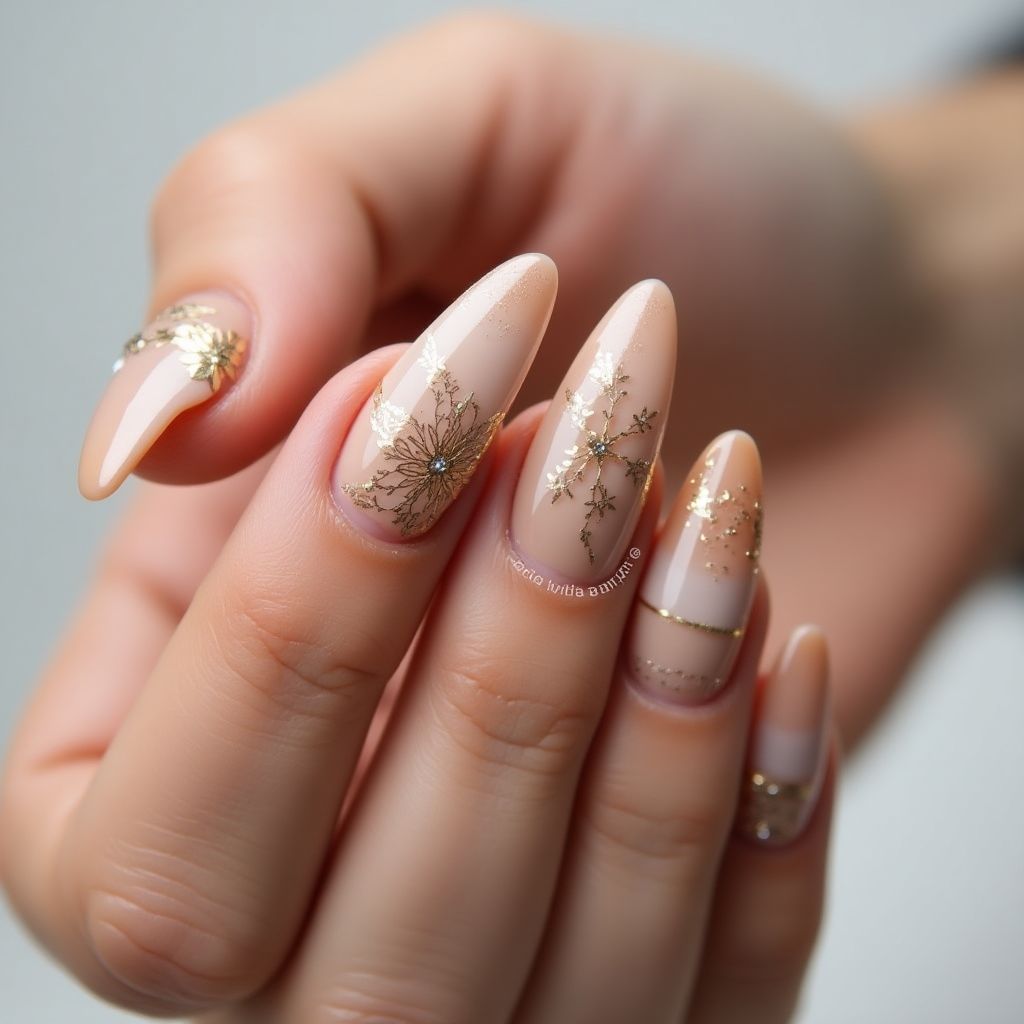 Tan Stiletto Nail Design