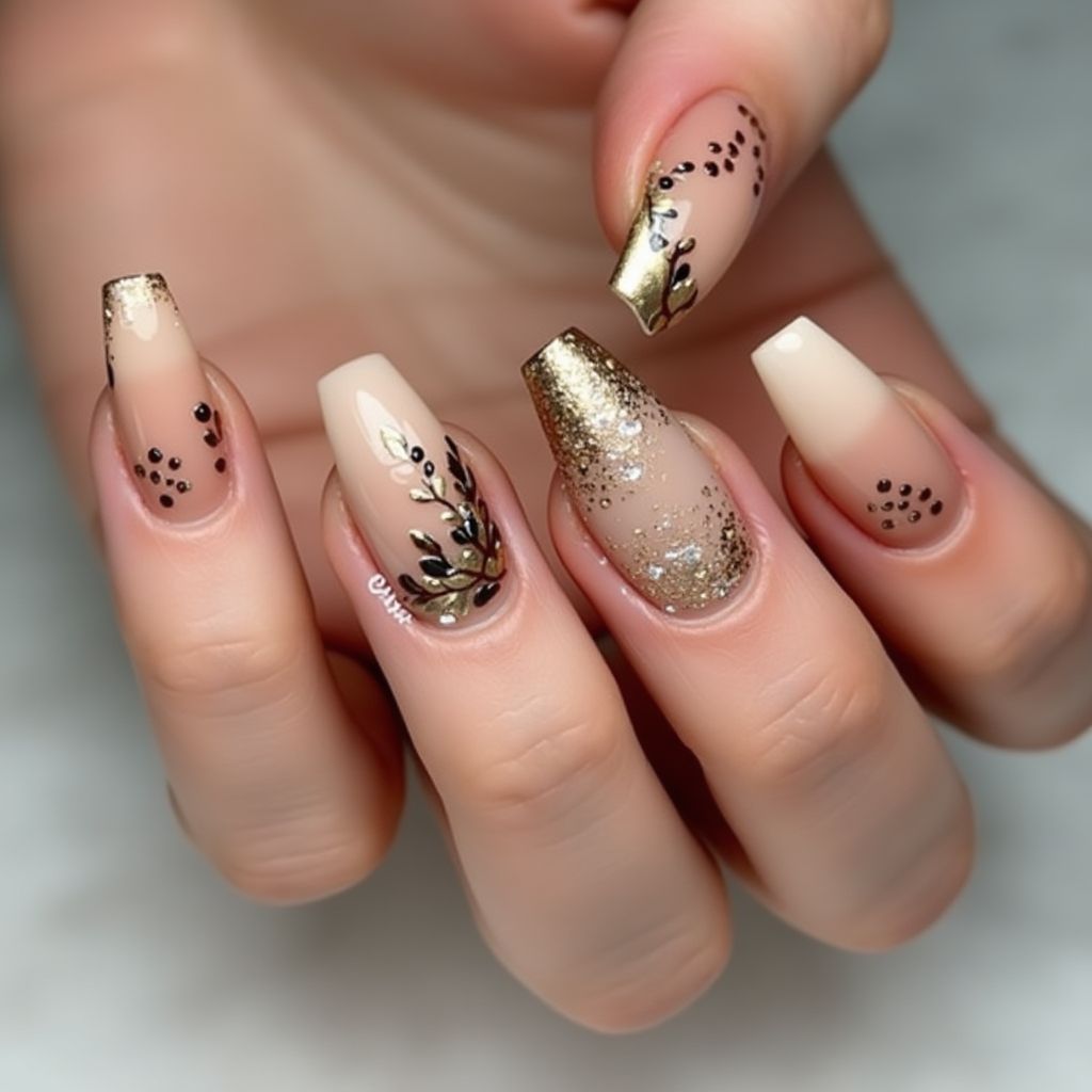 Tan Stiletto Nail Design