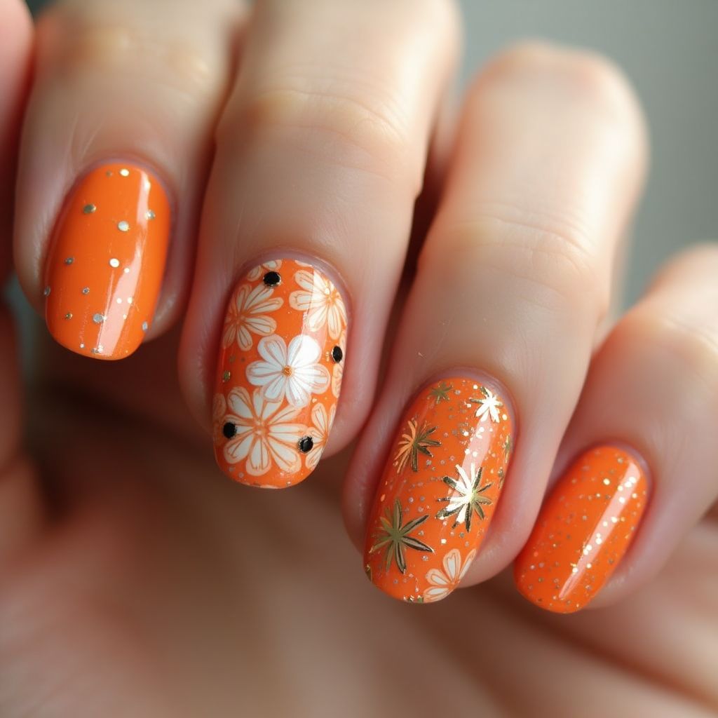Orange Round Nail Design