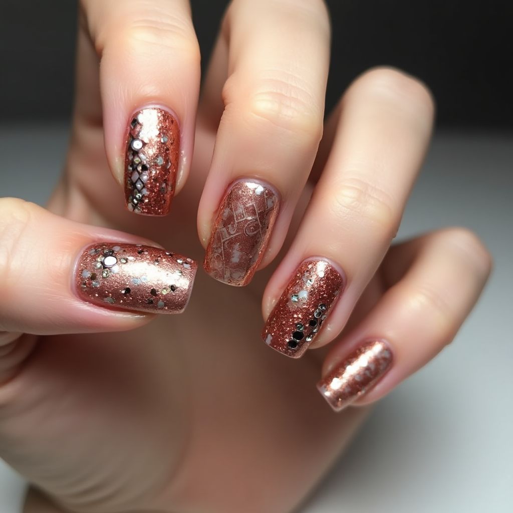 Copper Square Nail Design