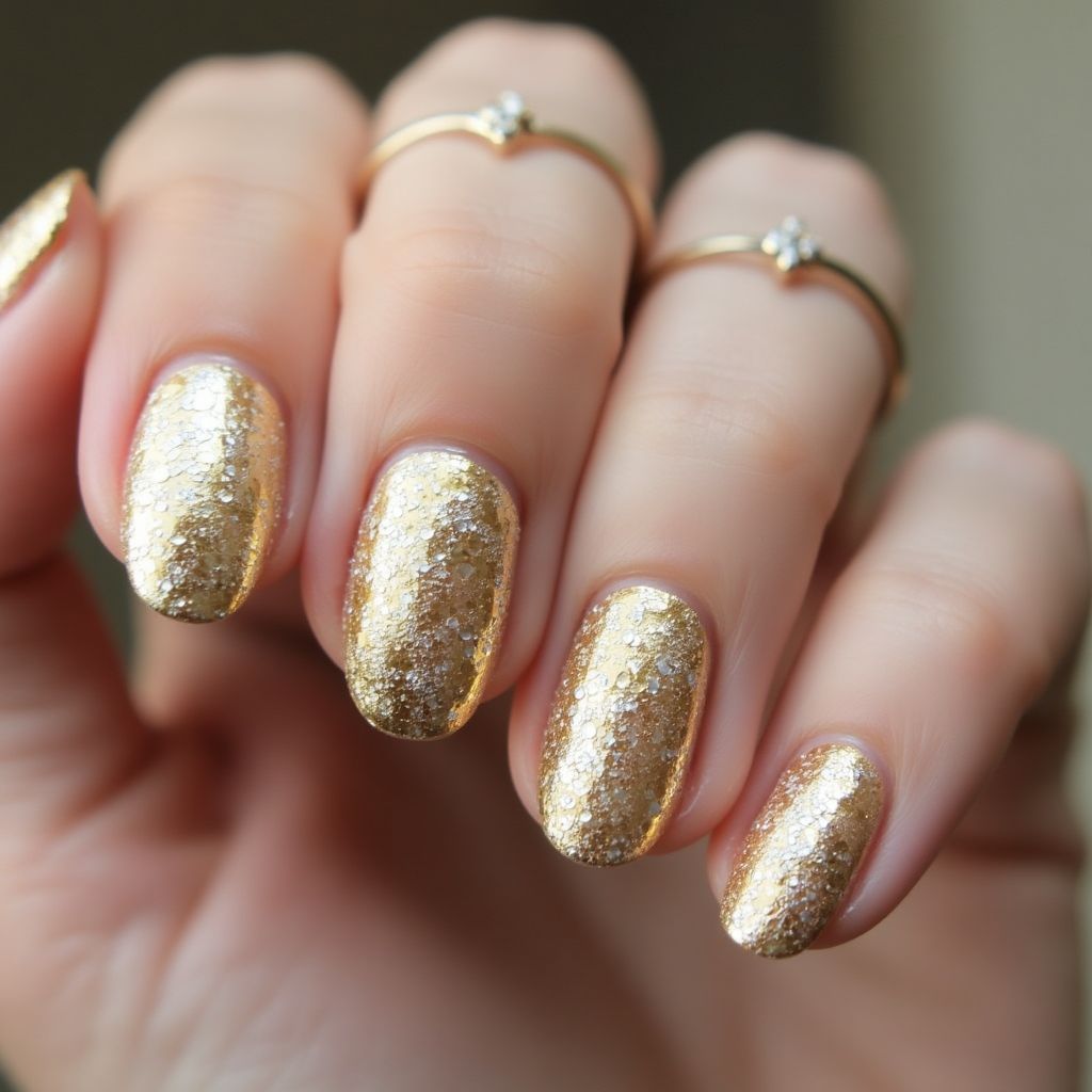 Gold Round Nail Design