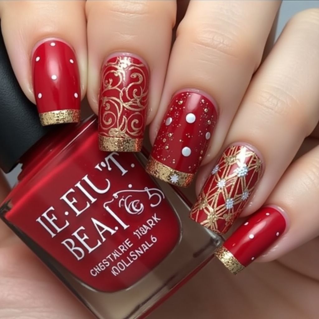 Red Round Nail Design