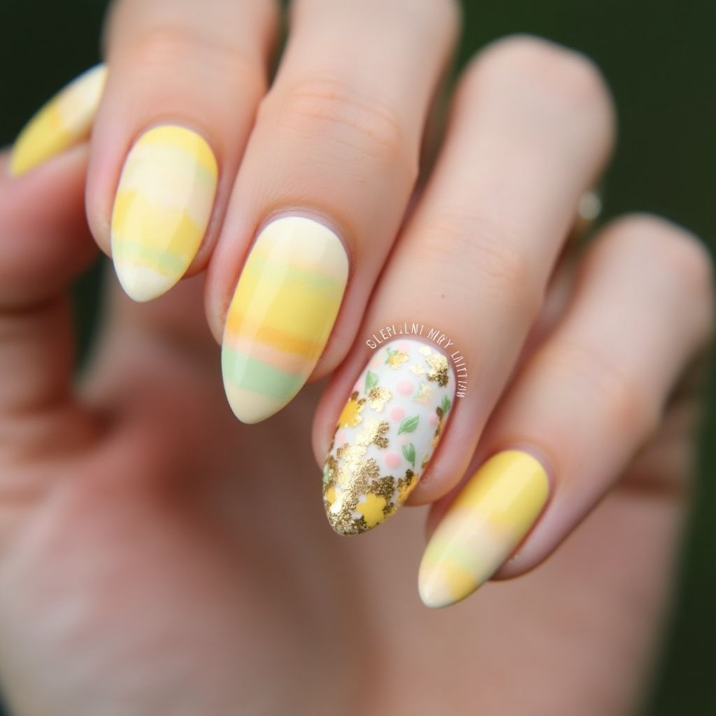 Pastel Yellow Almond Nail Design