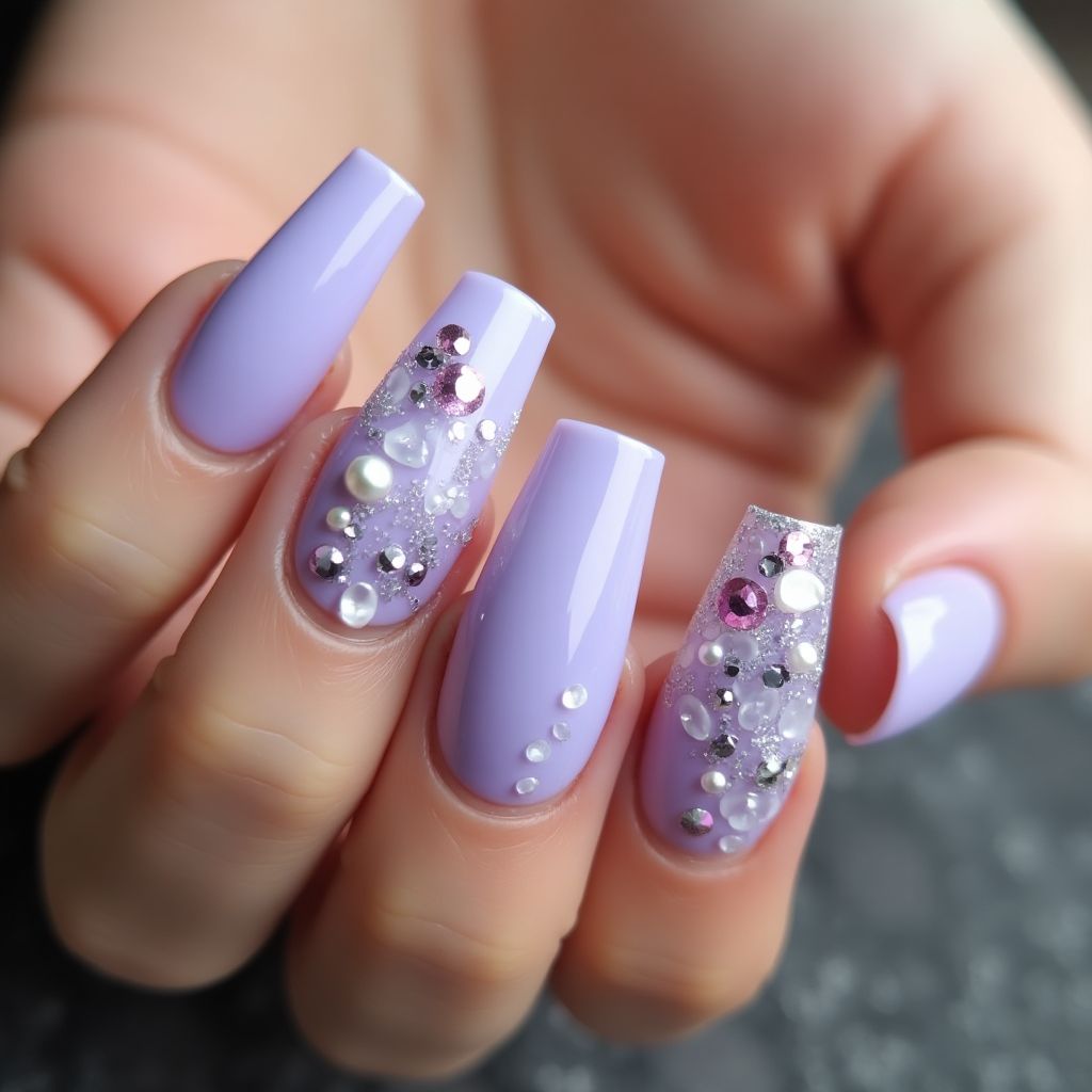 Lilac Coffin Nail Design