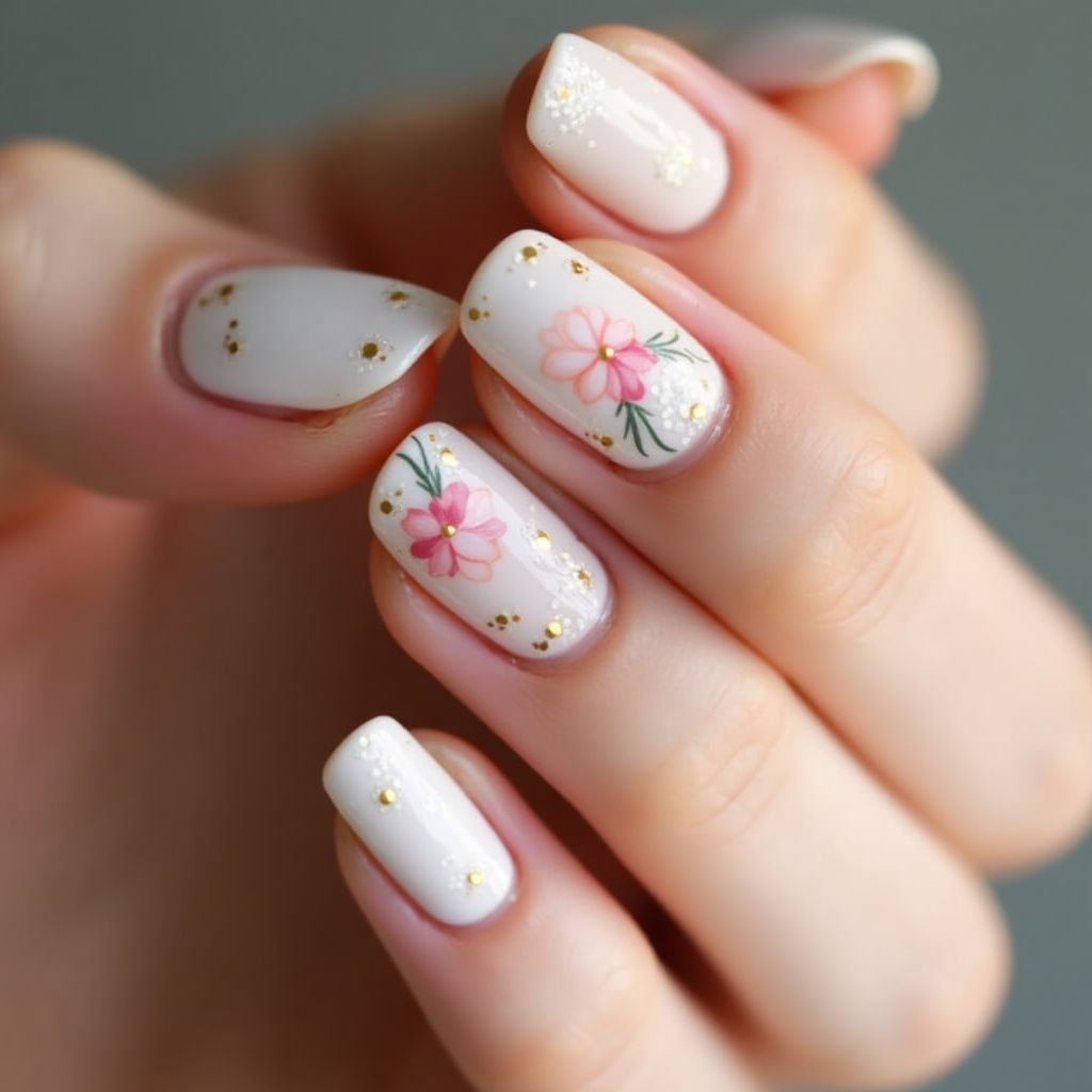Nude Round Nail Design
