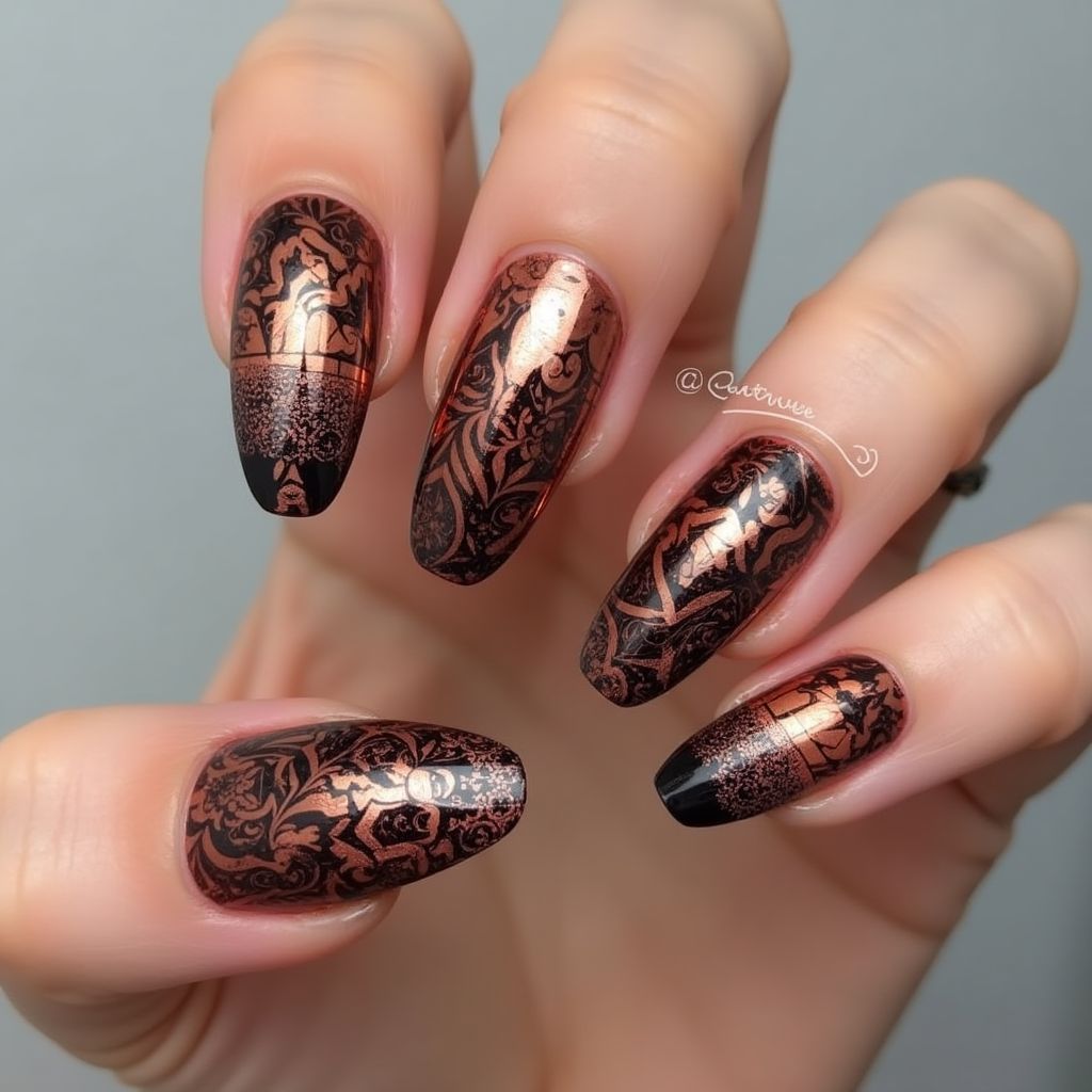 Copper Coffin Nail Design