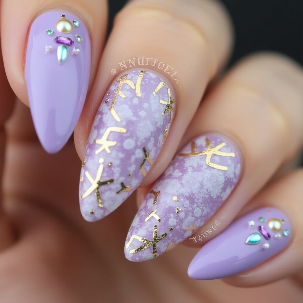 Lilac Coffin Nail Design