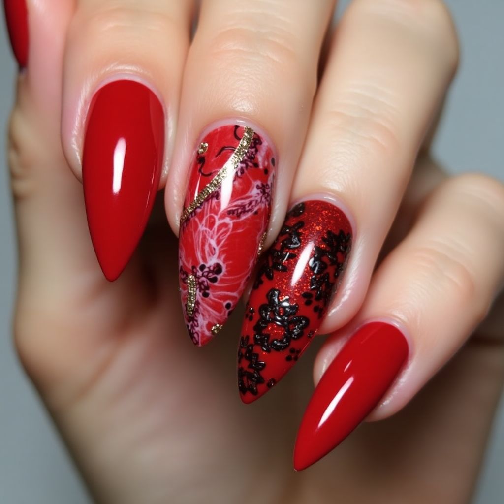 Red Stiletto Nail Design