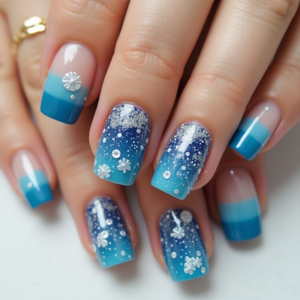 Blue Square Nail Design