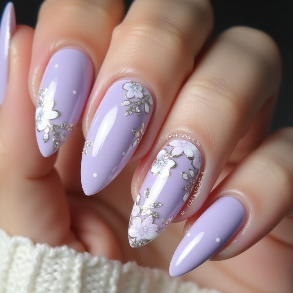 Lilac Almond Nail Design