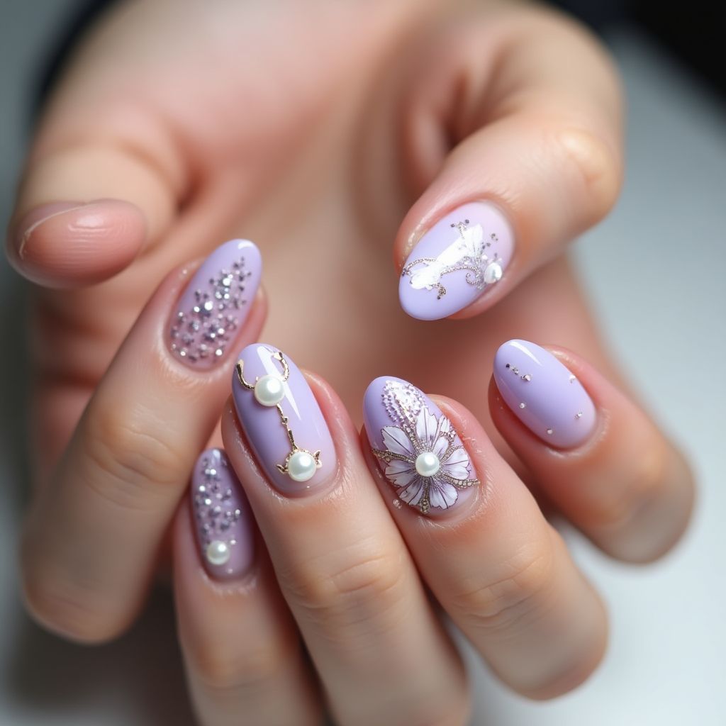 Lilac Round Nail Design