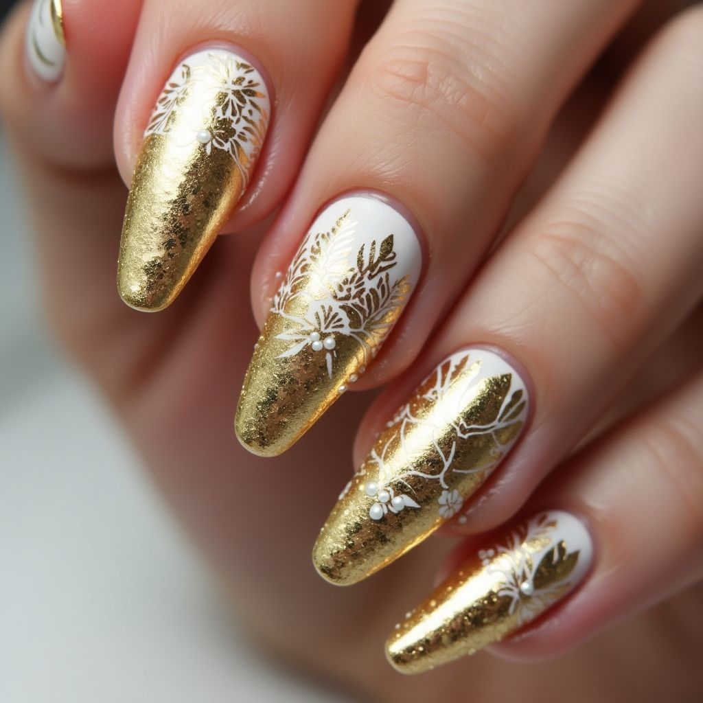 Gold Stiletto Nail Design