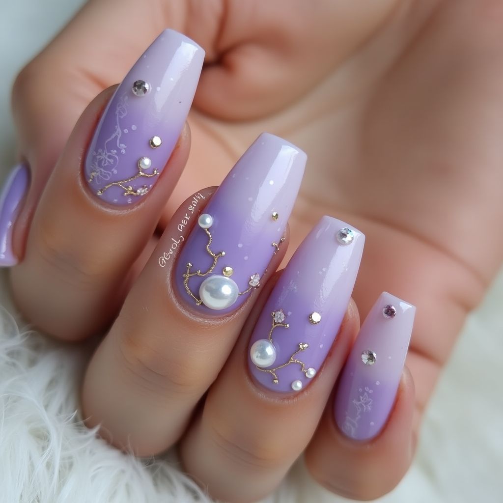 Lavender Coffin Nail Design