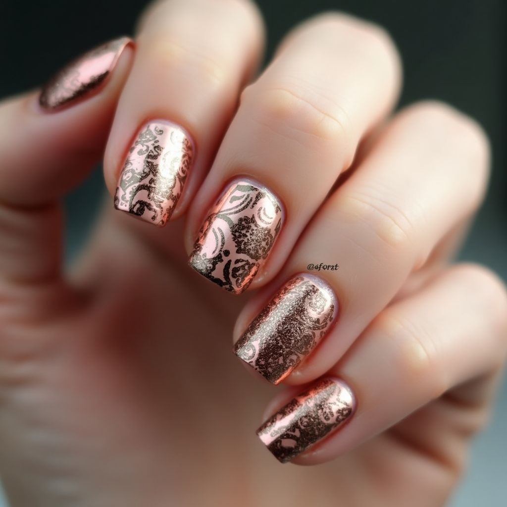 Copper Round Nail Design
