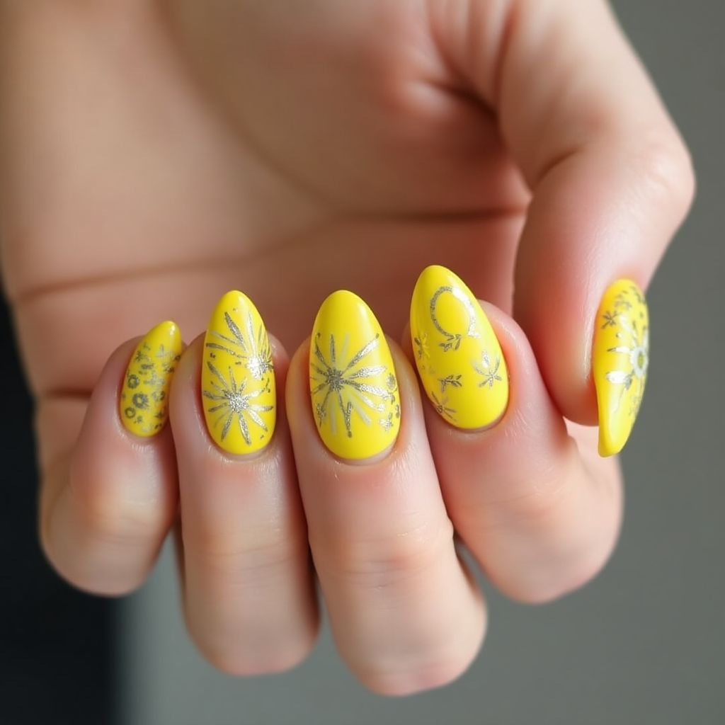 Yellow Almond Nail Design