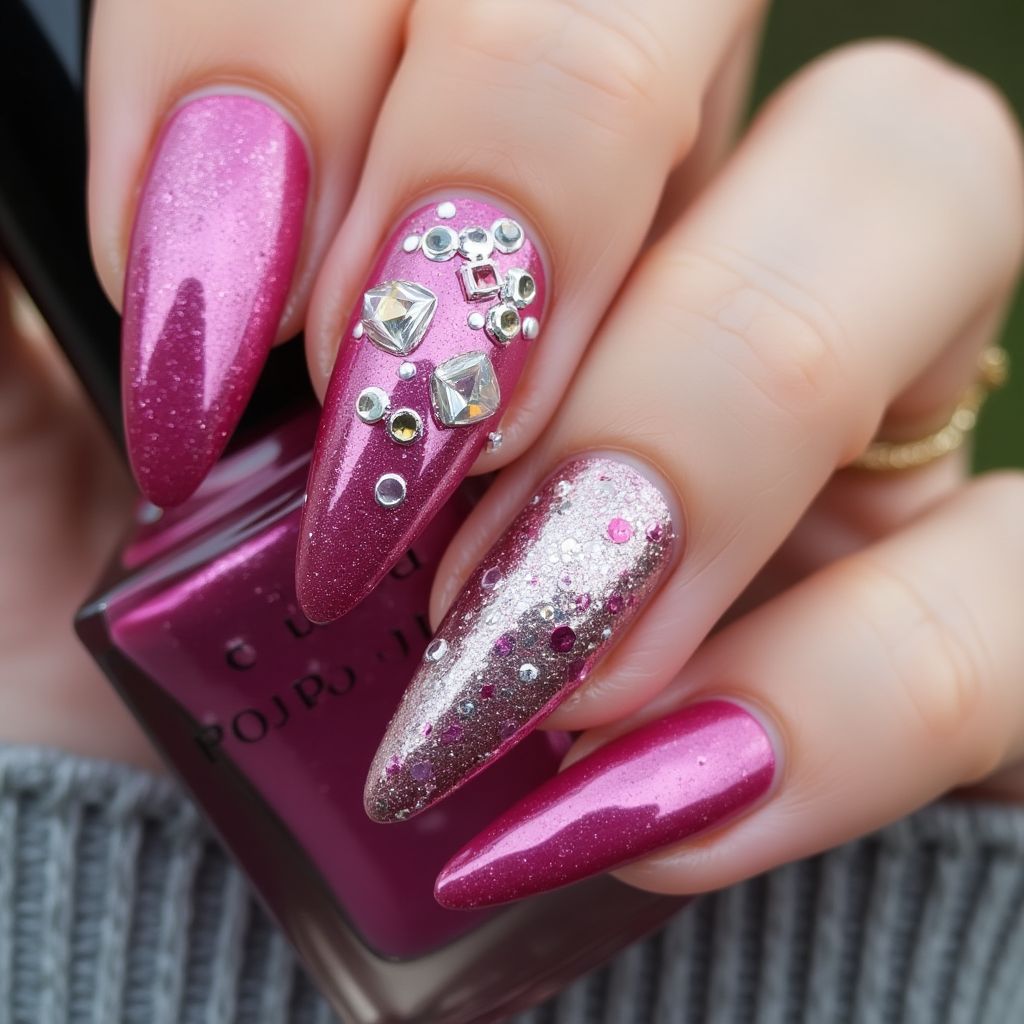 Fuchsia Stiletto Nail Design