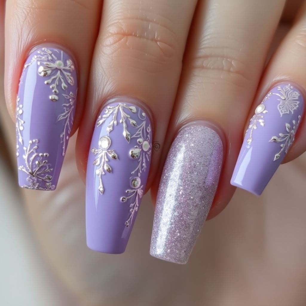 Lilac Coffin Nail Design