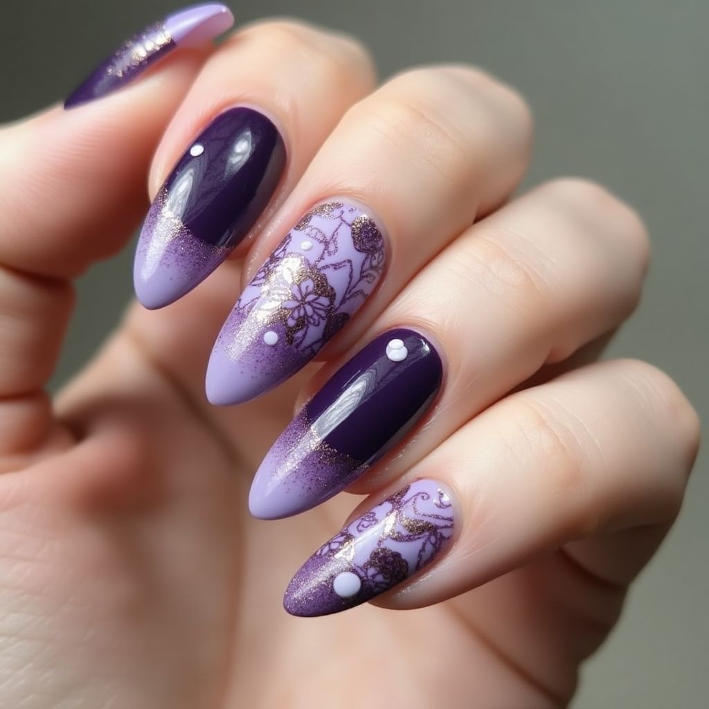 Purple Almond Nail Design