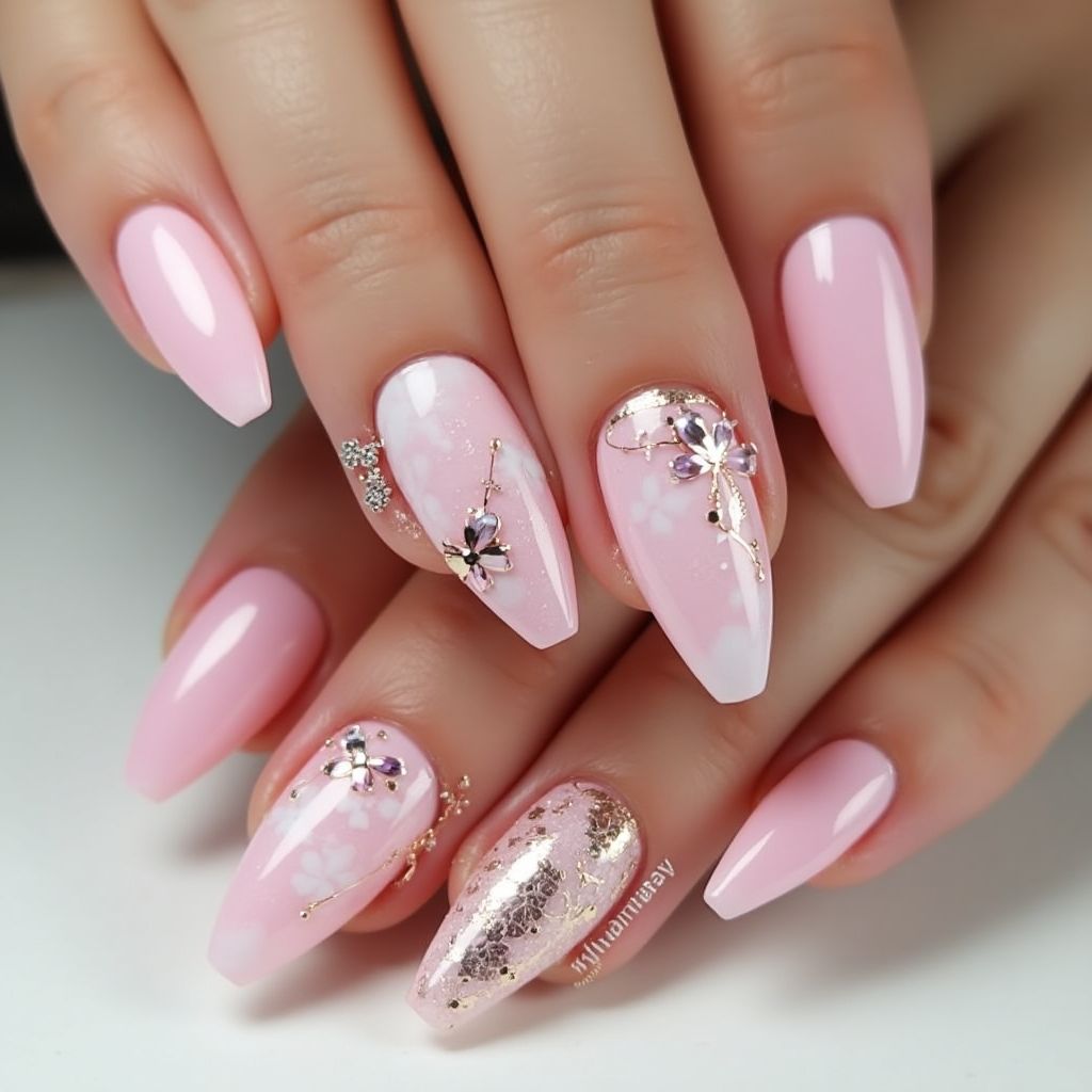 Baby Pink Stiletto Nail Design