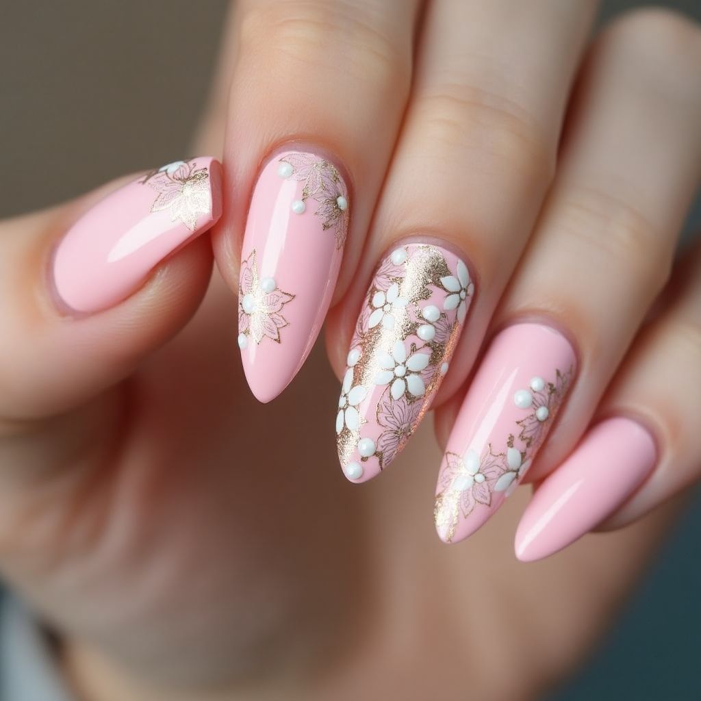 Baby Pink Stiletto Nail Design