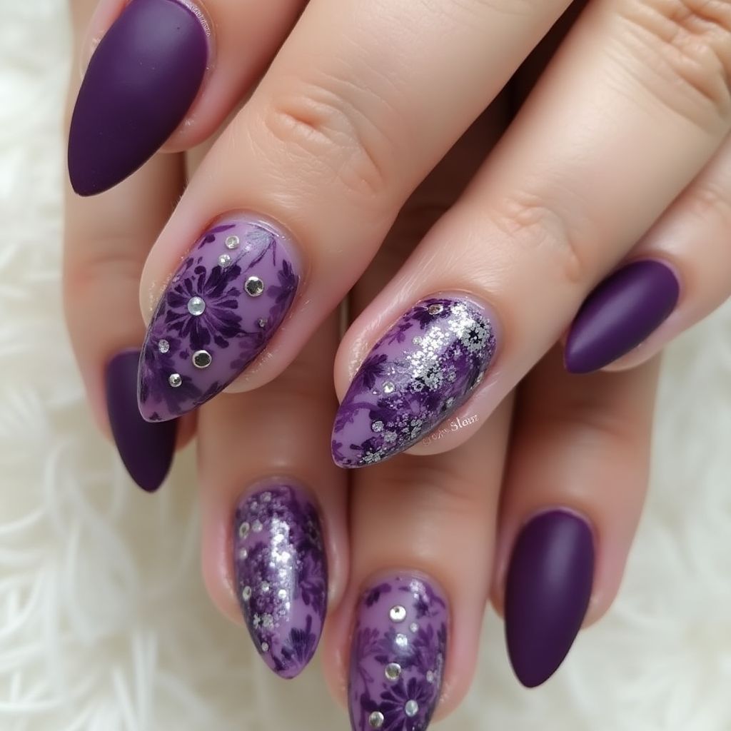 Purple Almond Nail Design