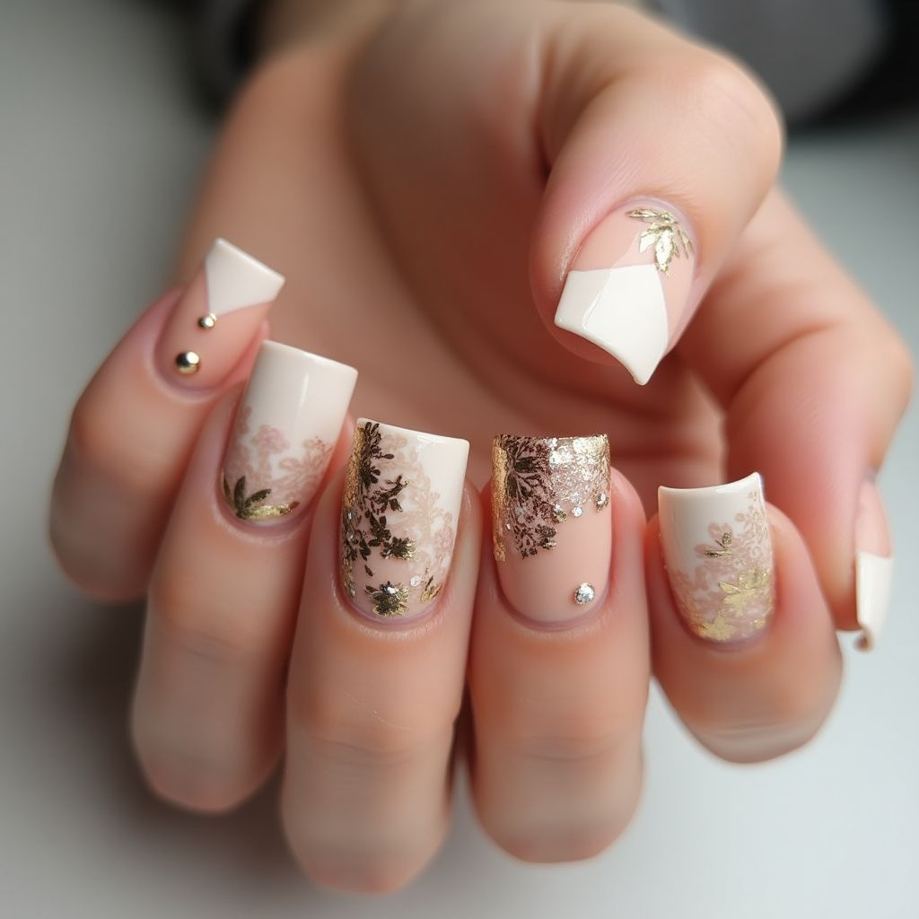 Tan Square Nail Design