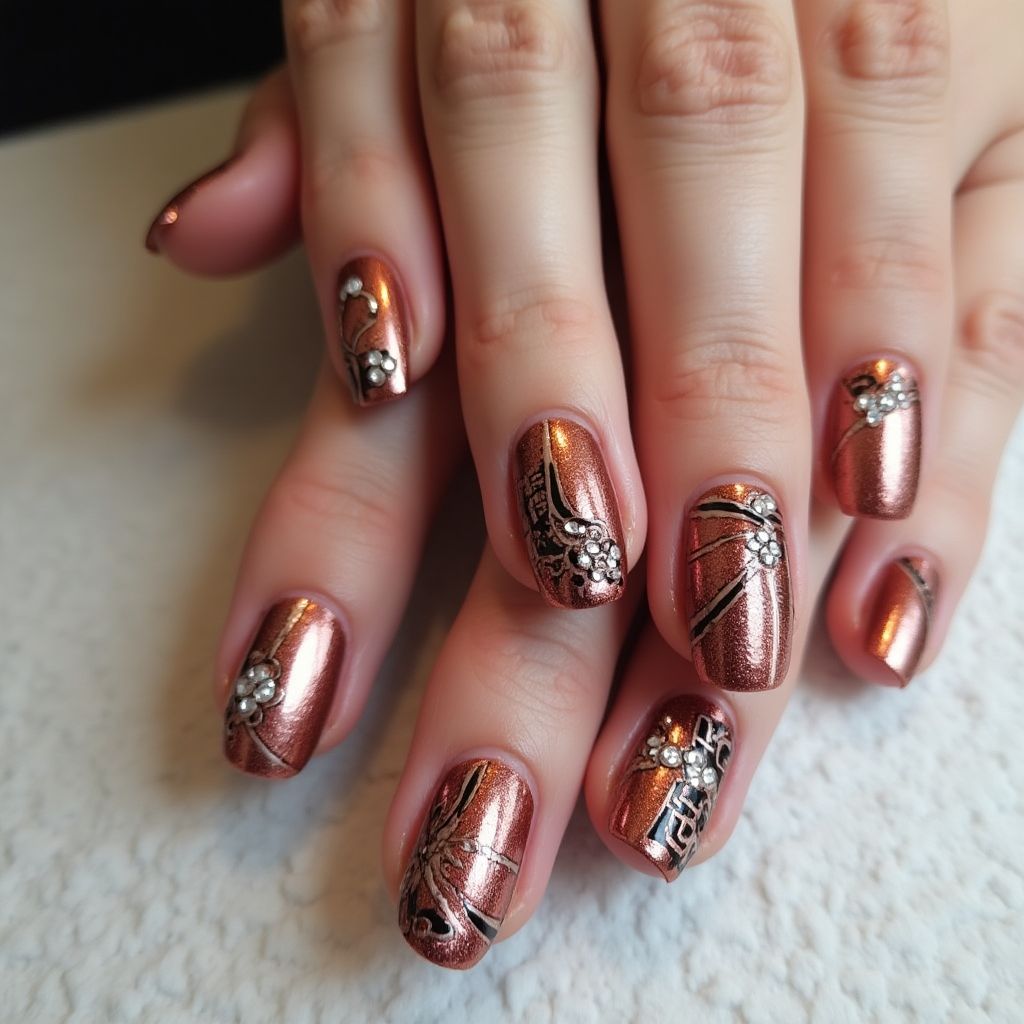 Copper Round Nail Design